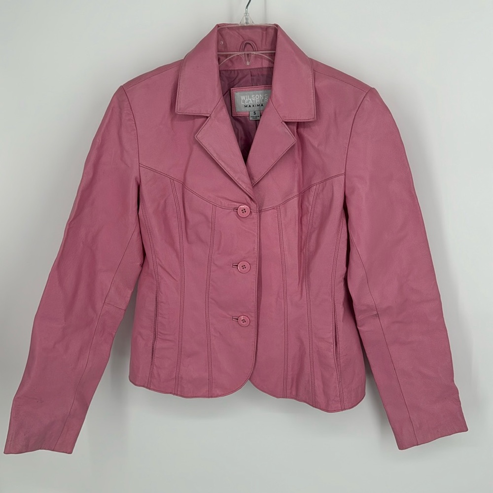Wilson’s Leather Barbie Pink Maxima Blazer Jacket Y2K Size Small